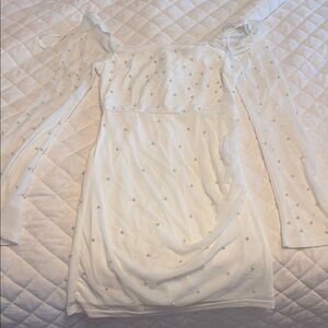 Lulus mini Bodycon White Dress with Pearl Accents - M